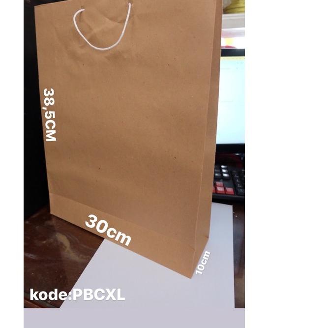 

➯ paperbag polos jumbo coklat 38x30x10 isi 12 ☉