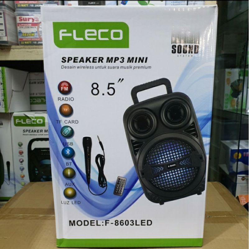 SPEAKER FLECO F-8603 / F-8602 BLUETOOTH + 1 MIC PORTABLE FULL BASS