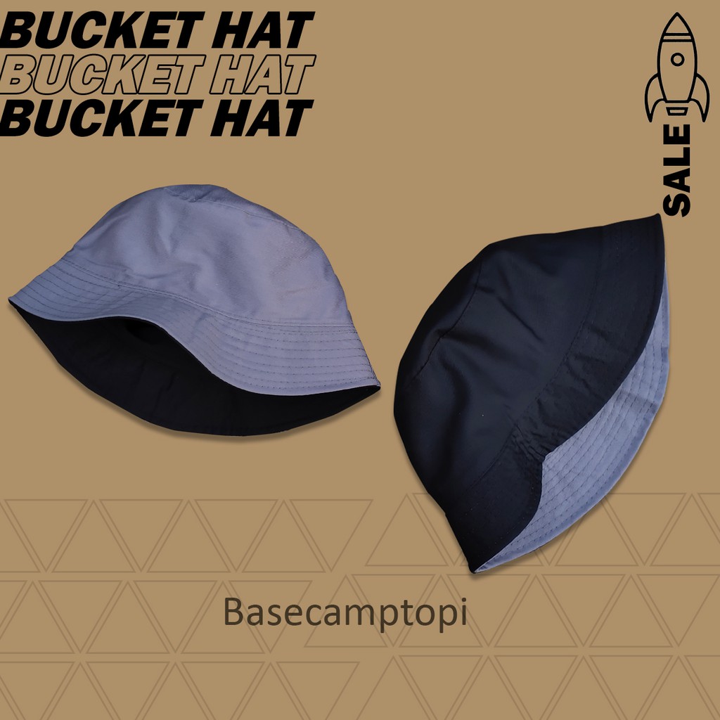 Topi Bucket Hat Polos Dua Sisi Bolak Balik Premium Pria Wanita