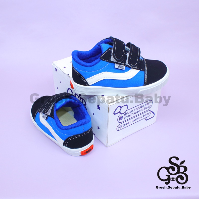 sepatu anak sneakers sepatu anak laki laki sepatu anak perempuan model casual Buck kids Biru polos ringan fleksibel &amp; Anti Slip