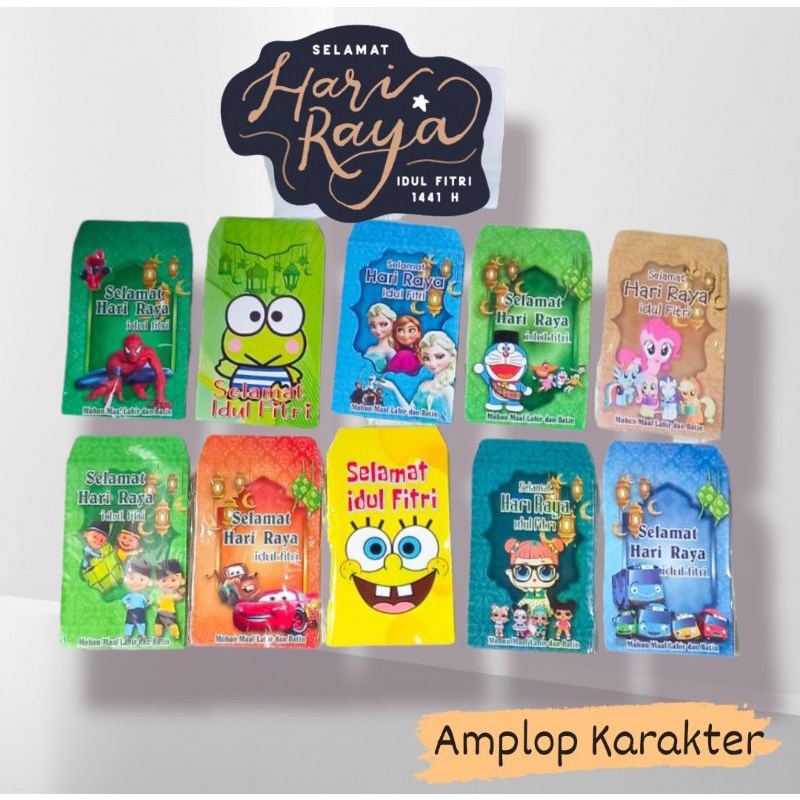 10Pcs Amplop THR Lebaran Karakter Animasi / Amplop Lebaran Murah / Amplop Mini