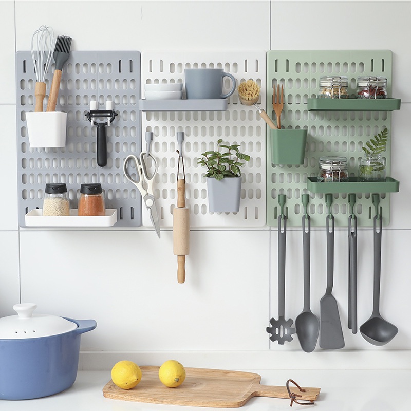 YHOME Rak Dinding Tempel Minimalis Organizer/Rak Dinding Kombinasi Organiser/Rak Gantung Peralatan Dapur Tanpa Paku/Wall Shelf Board Household Kitchen Storage/Rak Stationery Tempel Y098