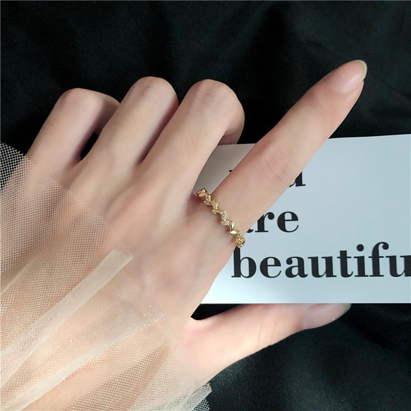 Korea Fashion Zirkon Cincin Untuk Wanita Gadis Gandum Daun Jari Telunjuk Cincin Aksesoris Perhiasan Permen Perhiasan