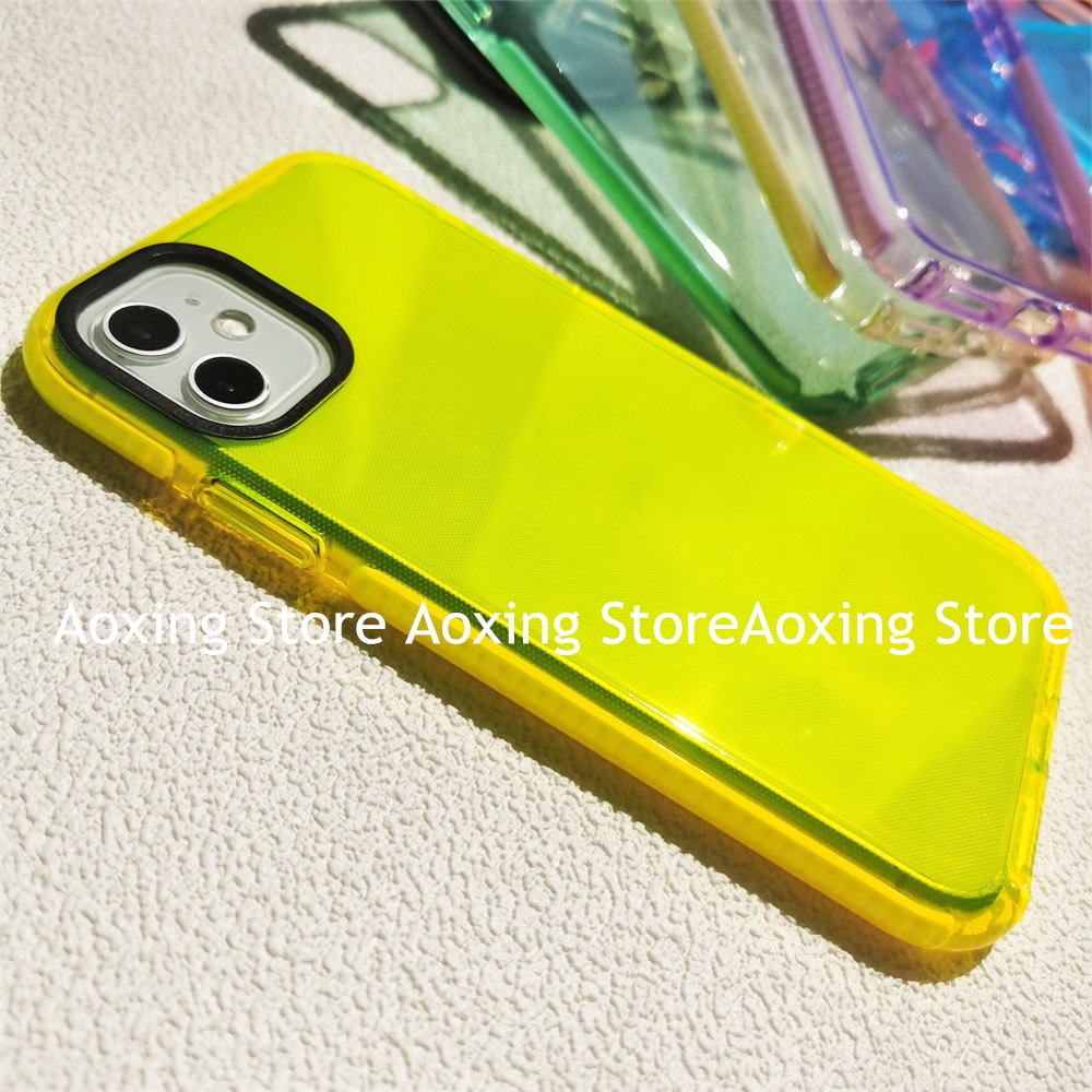 Casing Soft Case Bahan TPU + PC 12 Warna Neon Untuk IPhone 6 / 6S / 6 + / 7P / 8 Plus / 12 / 12 Pro Max