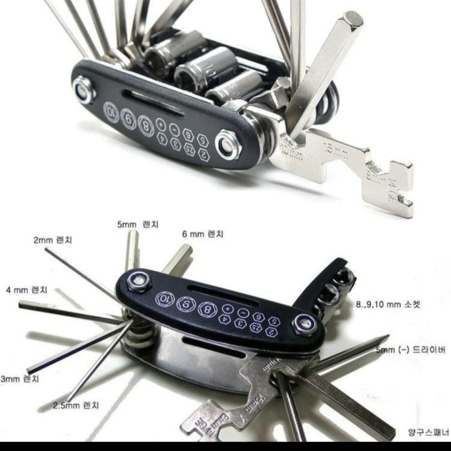 Obeng sepeda 15 in 1 kunci toolkit repair aksesoris gowes set lipat on