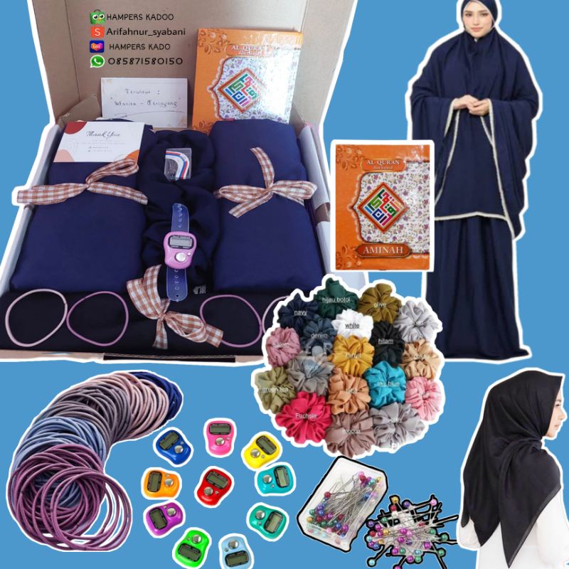 HAMPERS MUKENA ALAT SHALAT KERUDUNG AL-QUR'AN HIJAB WAJIB PEREMPUAN HADIAH KADO ULANG TAHUN WISUDA V