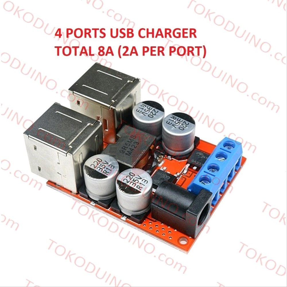 USB CHARGER 4 PORTS MODULE 3A STEP DOWN DC-DC 5V USB 4 PORT lop3