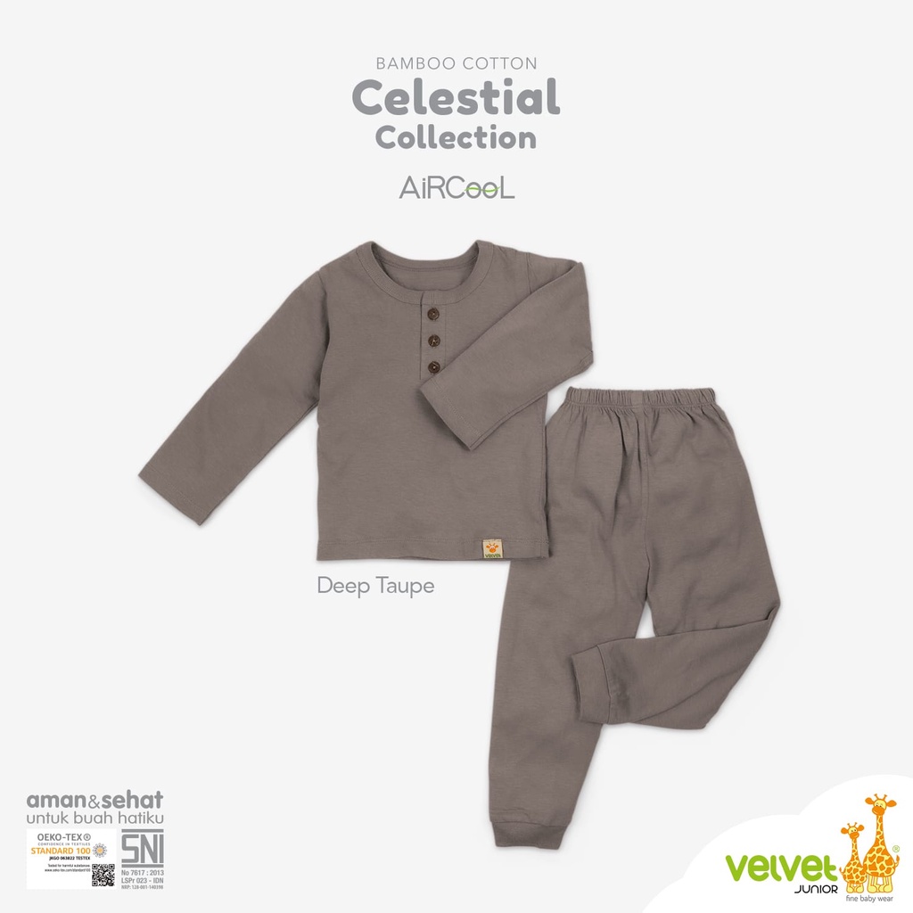 Velvet Celestial Collection Setelan Oblong Panjang + Celana Panjang/ Kancing Dada