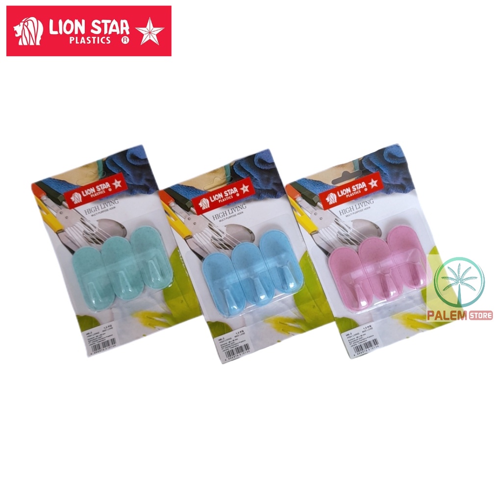 Multi Purpose Hook Gantungan Tempel Lionstar HK-3 Isi 3 Pcs | Gantungan Tempel Lionstar HK-2 Isi 5 Pcs