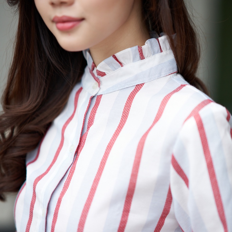 Cammomile Kemeja Wanita 1801017 kotak-GarisMaroon V3