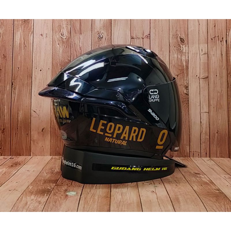 HELM RSV SV300 SOLID BLACK GLOSS - PAKET GANTENG - VISOR SMOKE - SPOILER - LEOPARD-3
