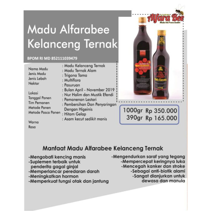 

madu klanceng 390 gr