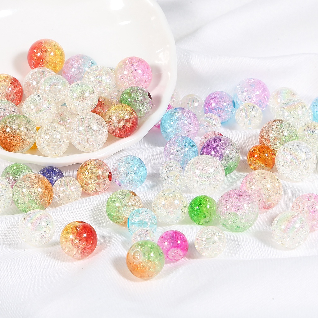 20-100Pcs 8/10/12/14mm Two-Tone Color Round Glass Crackle Beads Loose Spacer Beads For Jewelry Making DIY Bracelet &amp; Necklace