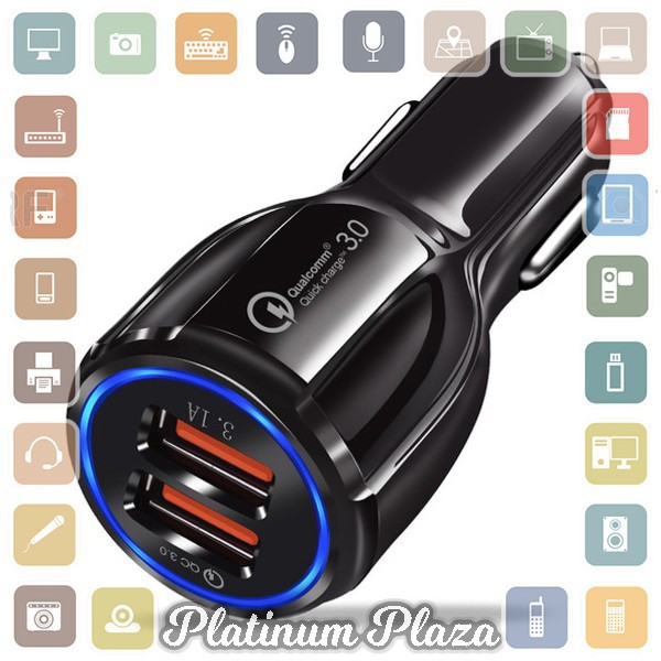 Taffware Car Charger Dual USB Port 3.1A QC3.0 - DC-681 - Black`15LJ37-