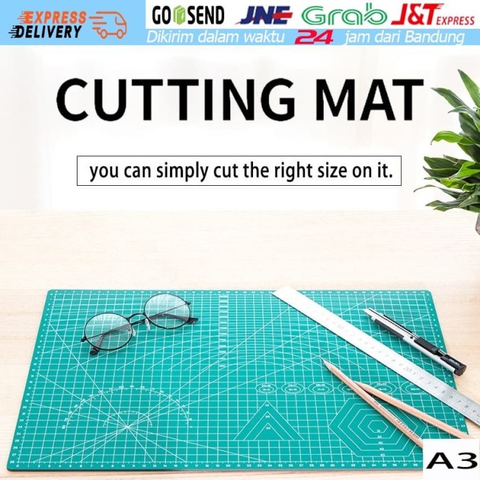 

kertas-pemotong- a3 a4 a5 pvc cutting mat cutting pad board papan potong kulit diy tool - hijau a3