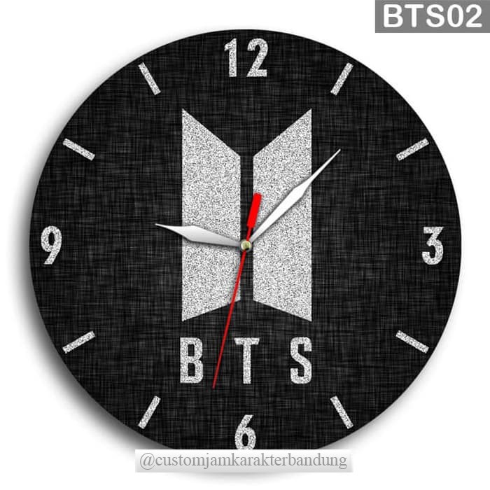 JAM DINDING BTS LOGO KPOP KAYU UNIK BTS02 FREE BATERAI - JAM KAYU BTS KPOP - JAM DINDING LOGO BTS