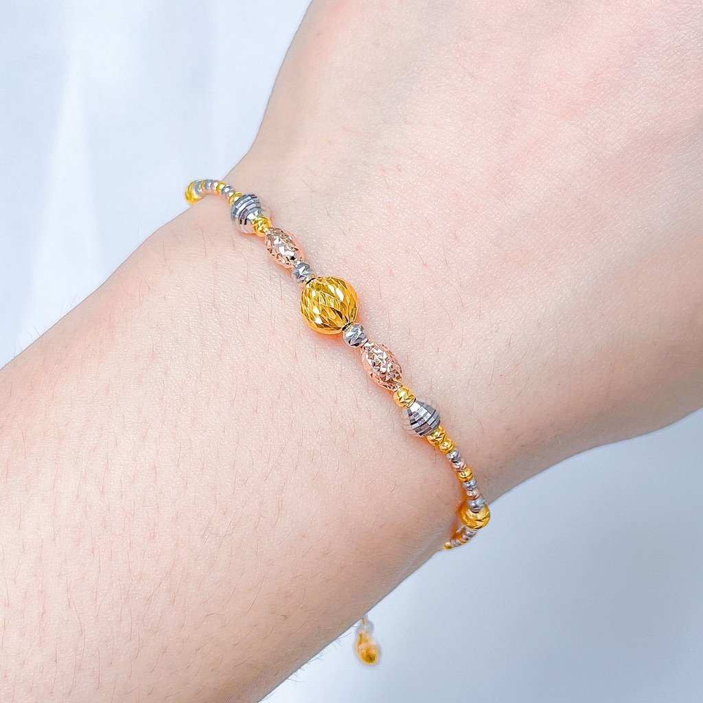 Rantai tangan SERUT anak dan dewasa emas asli kadar 700 70 16k boba merica ukir kilat mix 3 kombinasi adjustable itali warna rosegold gold whitegold lima 5 g gr gram gelang tali kuning putih dimensi jumbo besar