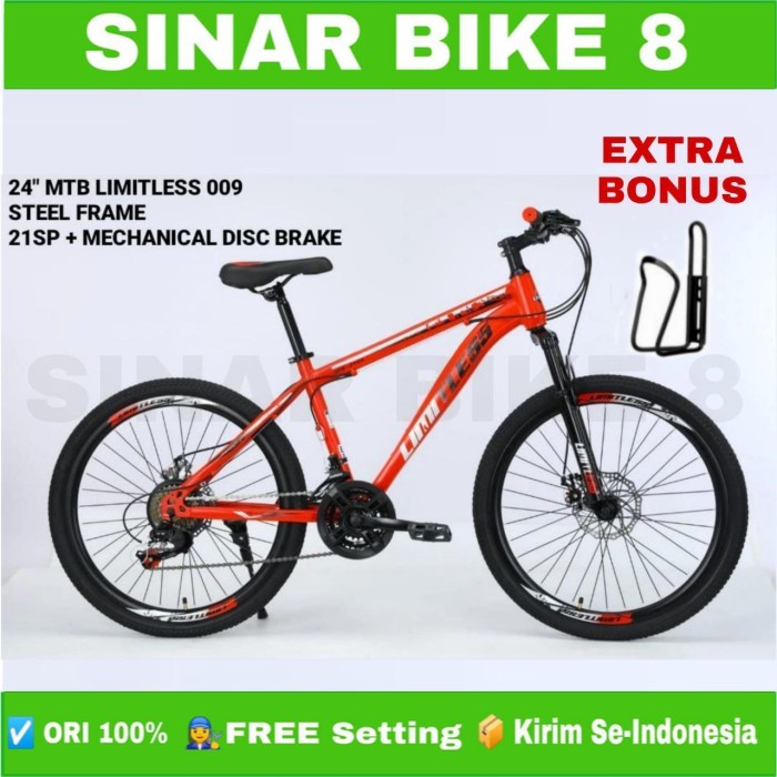 Sepeda Gunung MTB LIMITLESS 009 Ukuran 24 Inch 3x7 Speed Rem Cakram