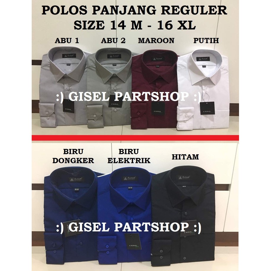 Baju Hem Kemeja Lengan Panjang Pria Merah Maroon Polos Cowok Kere WN427  Alisan Panjang Warna Size