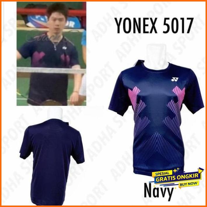 baju badminton yonex 5017 navy import grade original kaos bulutangkis