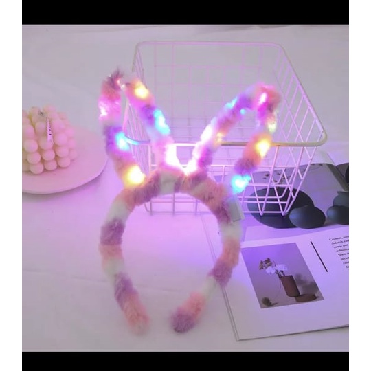 Bando Led Lampu kedap kedip bando kelinci - led pelangi