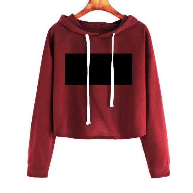 BESS - Sweater Hoodie Crop TOP Maroon