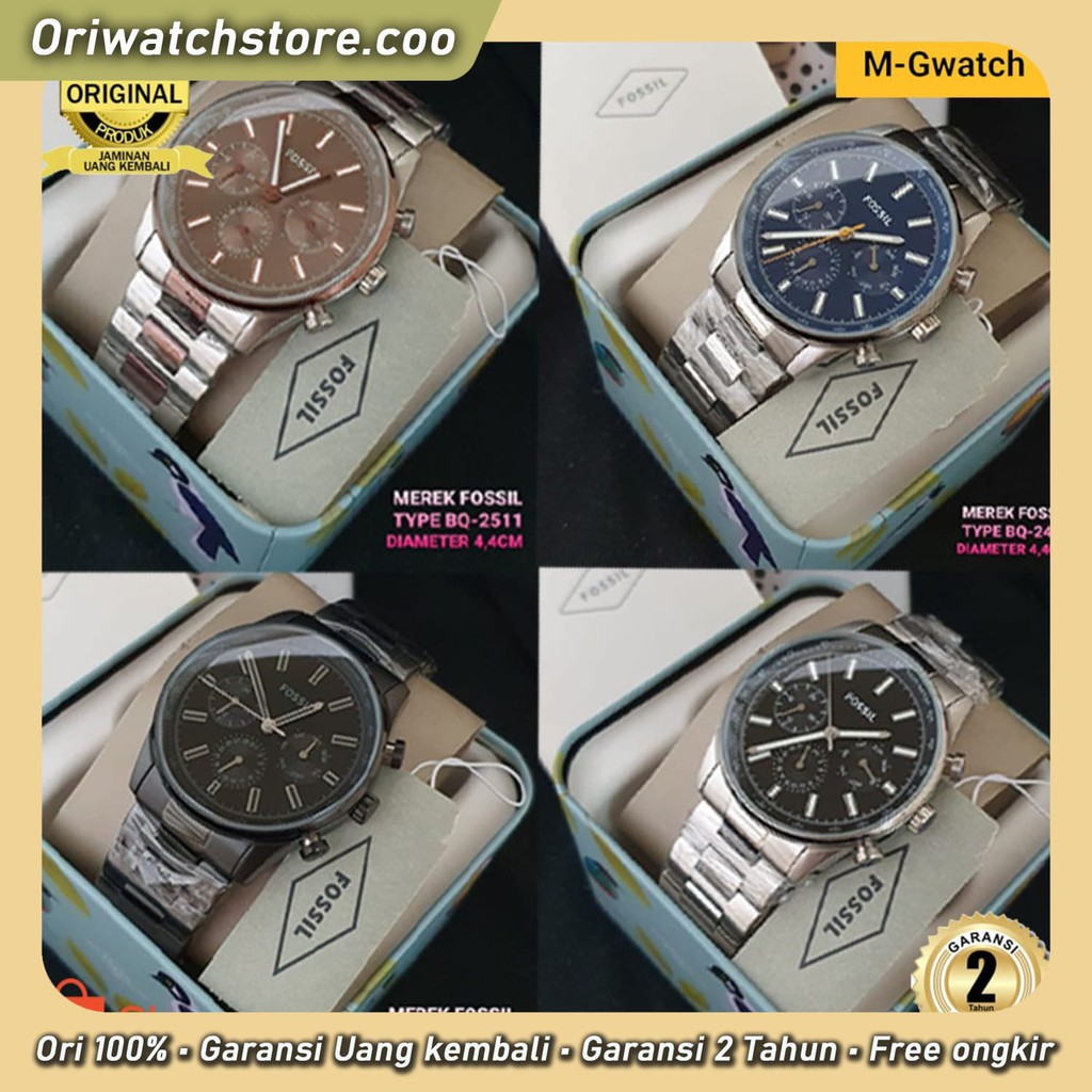 TERLARIS FOSSIL JAM TANGAN PRIA TYPE BQ2447 BQ2448 BQ2458 BQ2511 SIZE 44 MM ALL STEEL BOX ORI