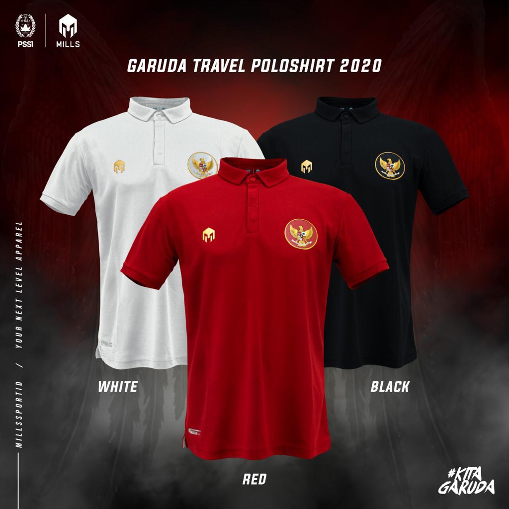 JERSEY TIMNAS GARUDA INDONESIA 2020 MILLS 17001GR POLO SHIRT TIMNAS INDONESIA ORIGINAL