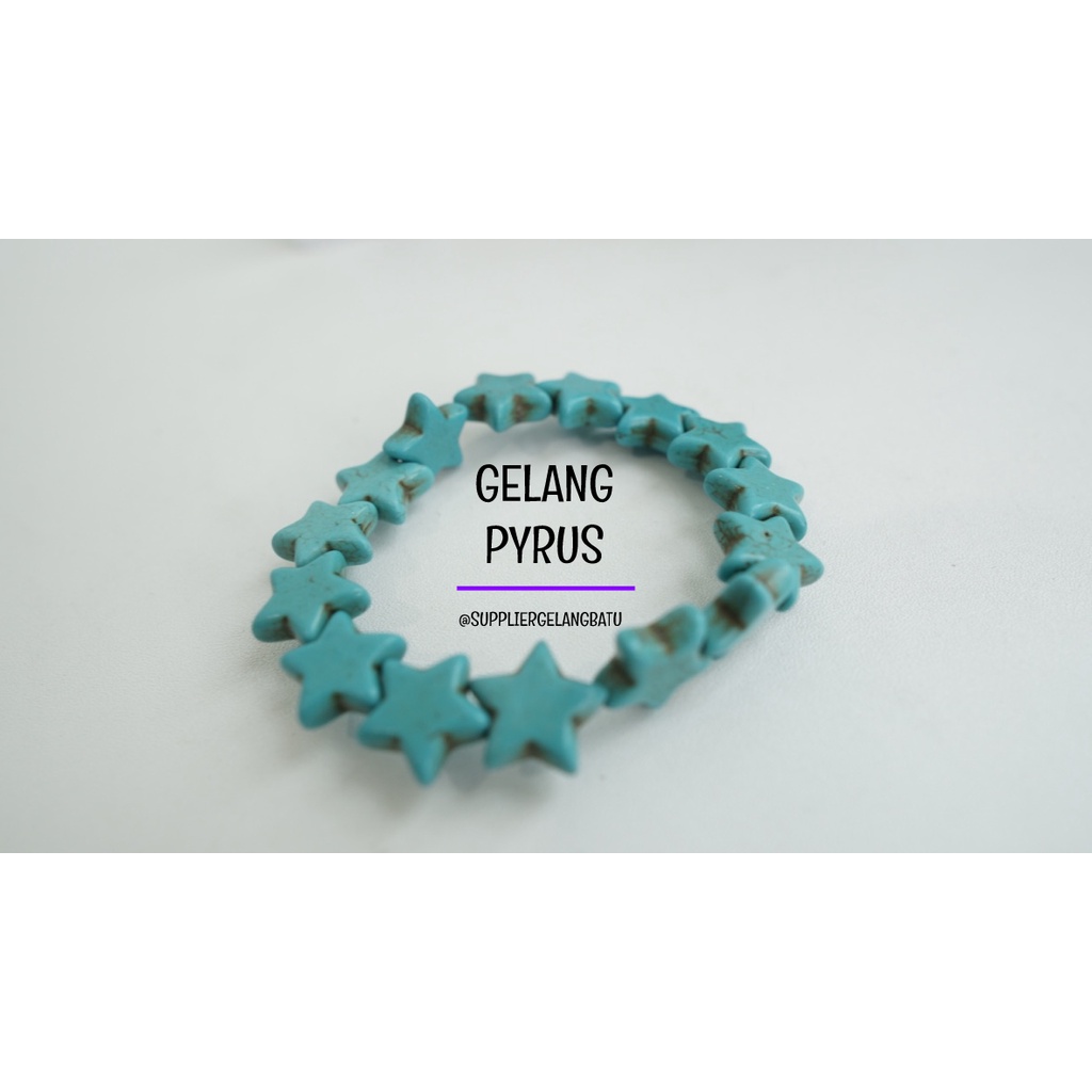 gelang Batu PIRUS BIRU BINTANG 16mm akik kado orangtua blue phyrus