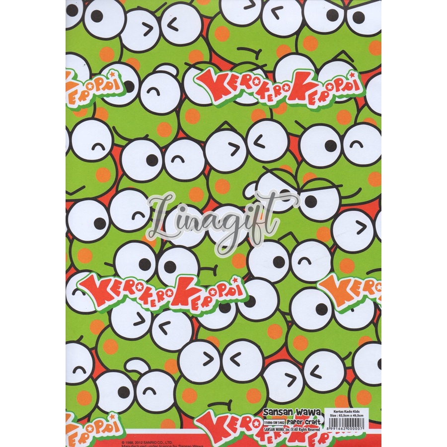 ( 5 Lembar ) SANRIO SANWA - KERTAS KADO KERO KEROPPI / MY MELODY / KUROMI / HELLOKITTY / CINAMOROL - GIFT WRAPPING PAPER SANSAN WAWA BDAY BIRTHDAY ULANG TAHUN