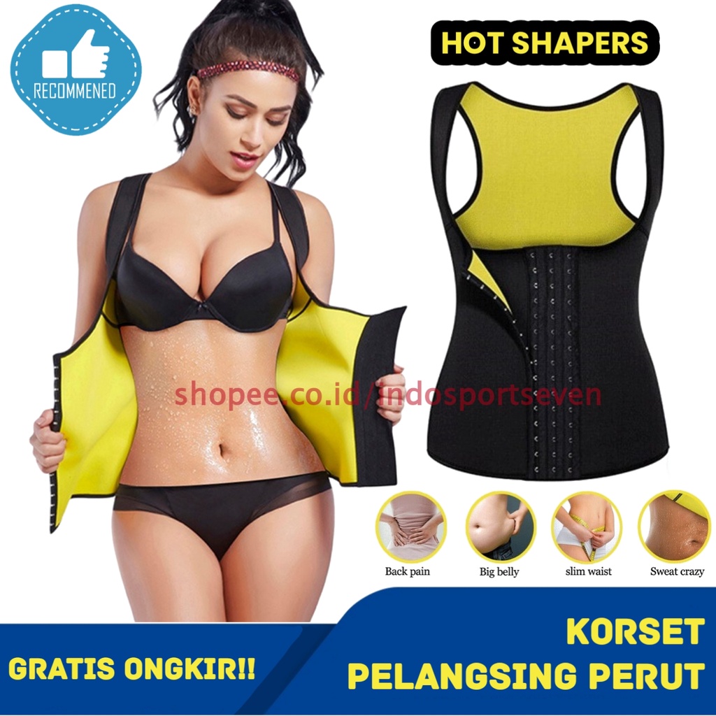 Korset Pelangsing Perut Buncit Hot Shapers Korset Perekat Pengecil Perut Pinggang Original