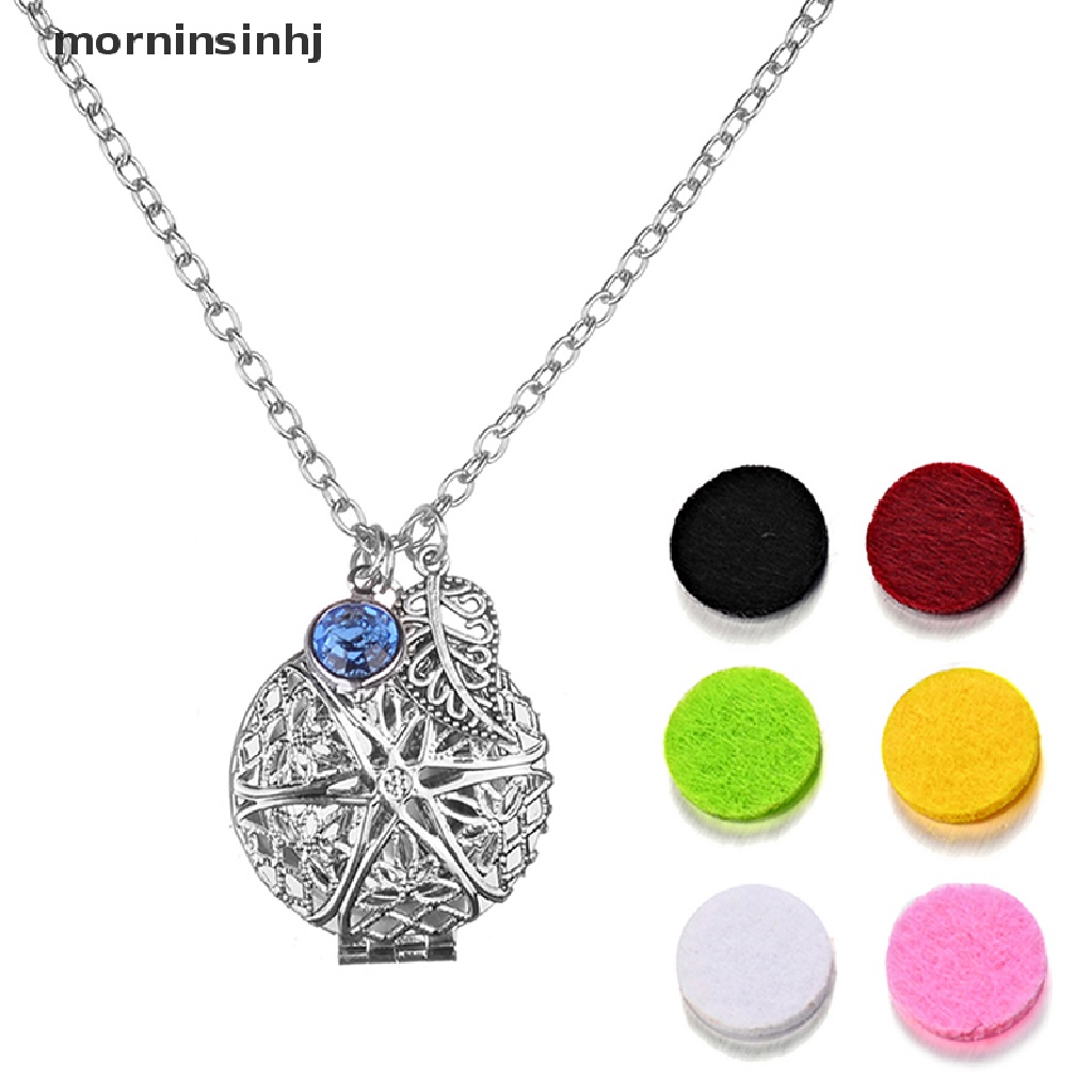 Mor Kalung Rantai Dengan Liontin Locket Bulat 6 Pad Diffuser Aromaterapiessential Oil