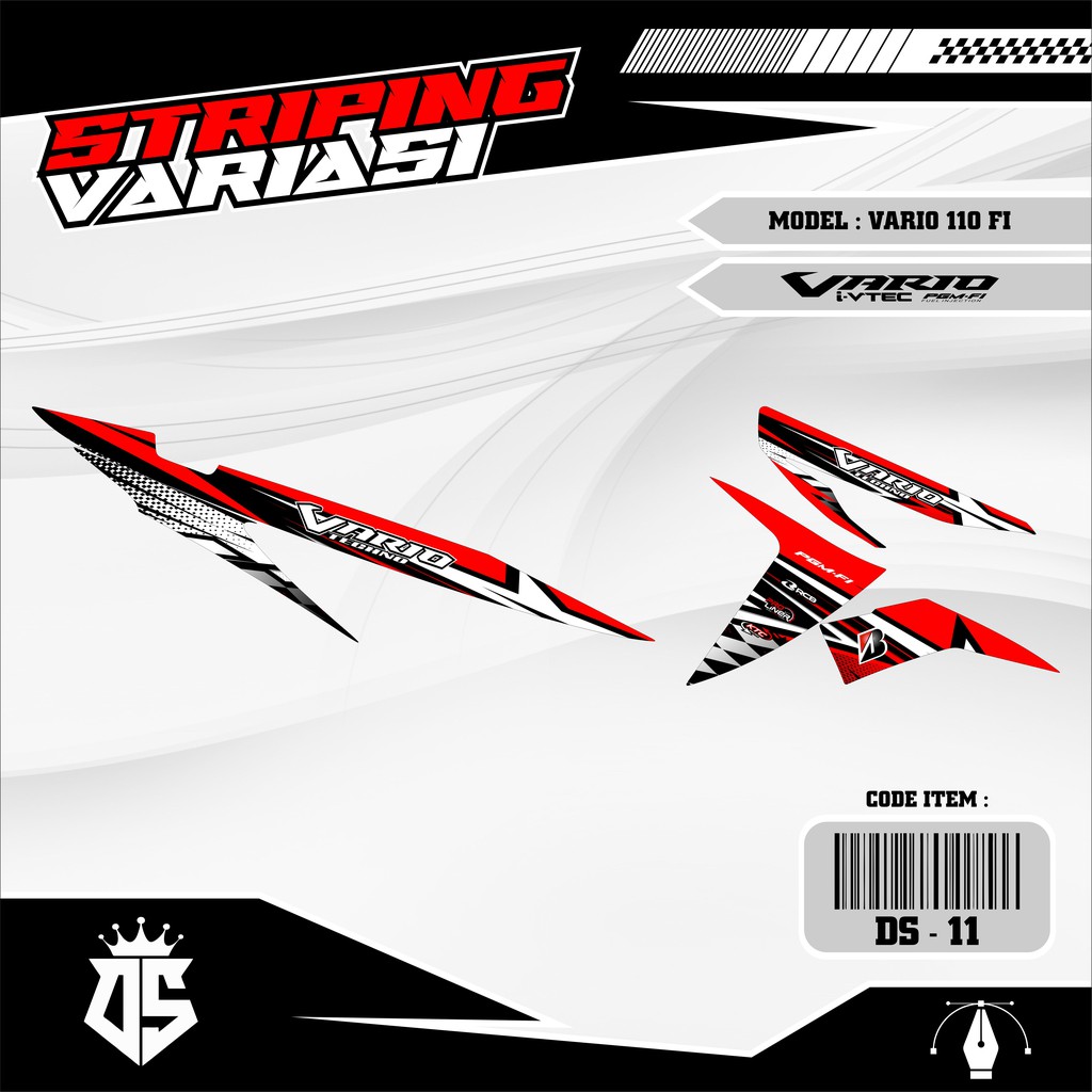 Stiker Striping Motor Vario 110 Fi / F1 New Led List Variasi Honda Racing