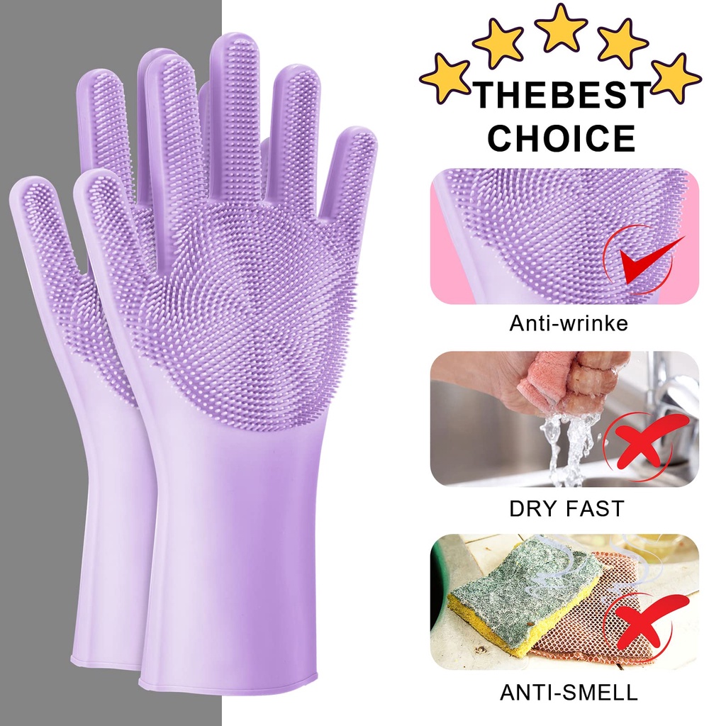 #TERMURAH!!! [Type TERBAL 165gG] Sarung Tangan Cuci Piring Silikon/Cleaning Gloves Anti Panas Oven Pembersih Alat Masak/SILIKON CUCI TANGAN SERBAGUNA/ SILICONE DISHWASHING GLOVES MAGIC