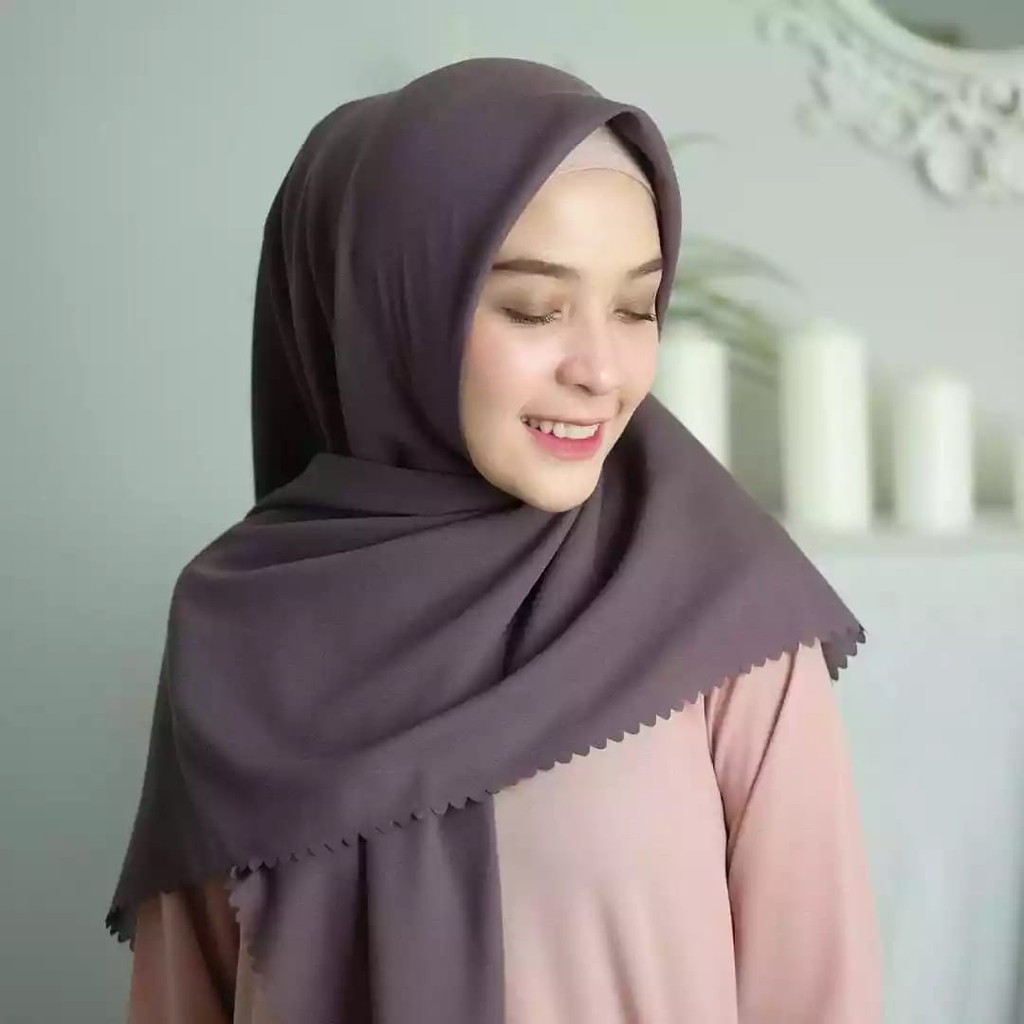 hijab segi 4 bella laser/hijab instan polycottoon lasercut/Khimar instan/jilbab instan/110x110cm-2