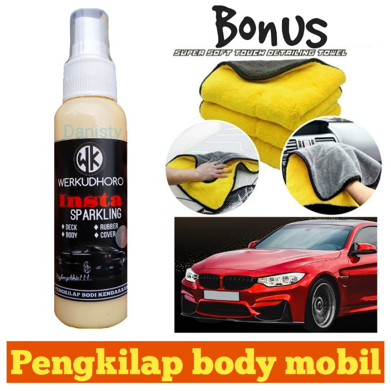 pengkilap body mobil/motor insta sparkling plus kain micro fiber