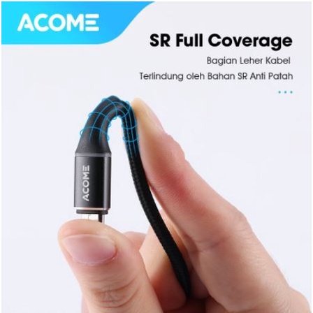 ACOME AOM-010 KABEL CHARGER MICRO USB LED CABLE FAST CHARGING 2.4A VIVO OPPO