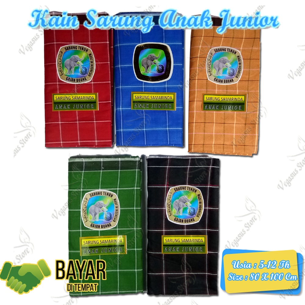 Sarung Anak Laki Junior SD,SMP Motif Kotak untuk sholat-Kain Sarung Tenun Anak Gajah Hutan 3-11 Tahun-Vegasus Store(COD)