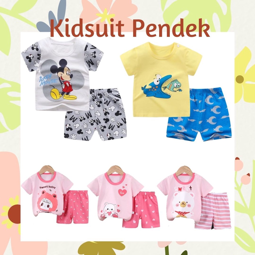 pz KIDS SUIT PENDEK Setelan Anak Bahan Kaos Lengan + Celana Berkualitas Import ebv cewek new11