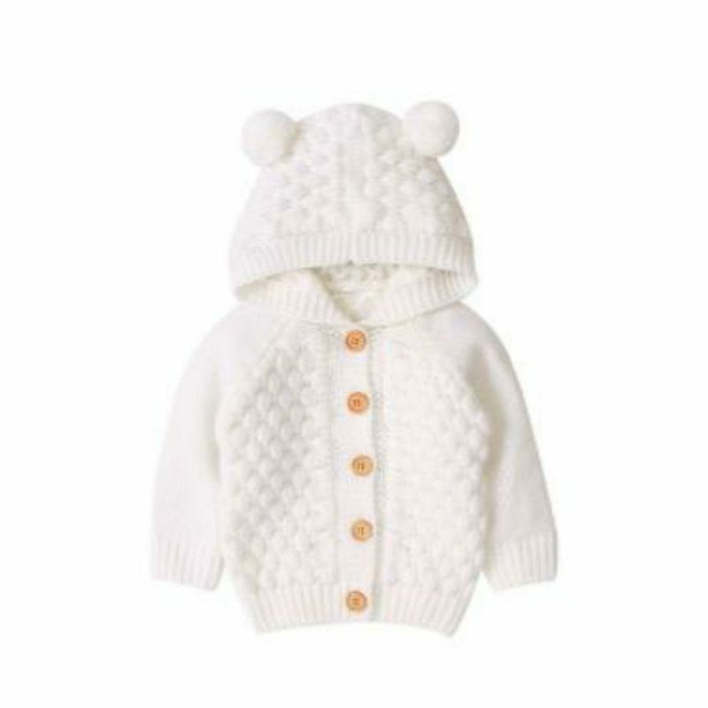 Jaket Bayi Rajut Jaket Rajut Bayi Laki-laki&amp;Perempuan Popcorn Rajut Halus Lembut Cardigan Popcorn Pompom Jaket Bayi Rajut Baju cardigan rajut bayi Baju bayi Jaket bayi rajut cardigan bayi baju rajut hoodie