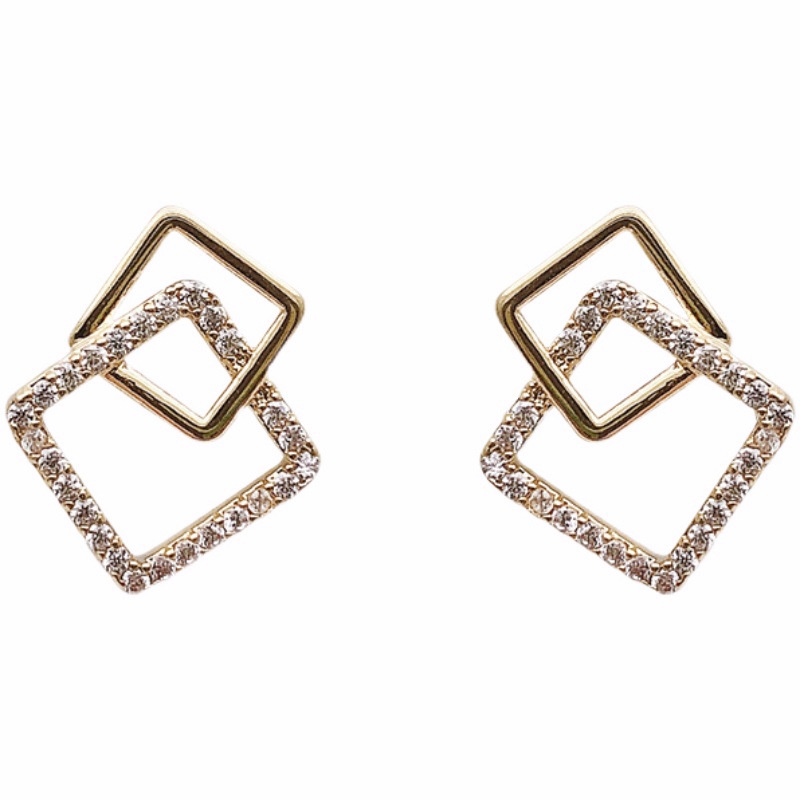 Wanita gaya dingin geometris square anting-anting gaya Korea cahaya mewah dan kesederhanaan elegan k