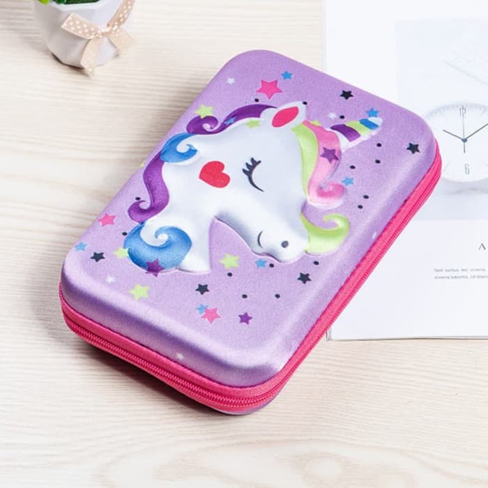 

New Stock Tp0055 Tempat Pensil Eva Unicorn 3d Kawaii Pencil Case
