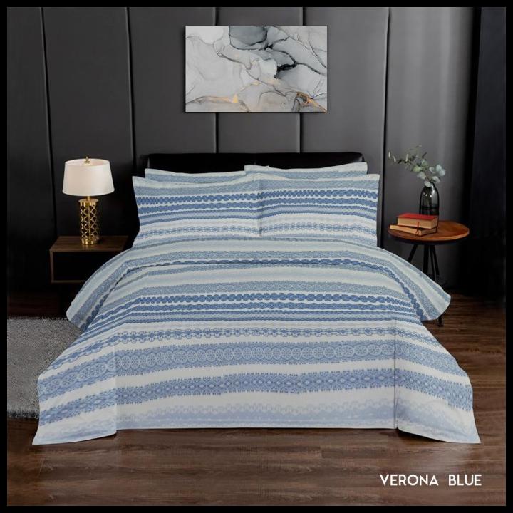Celina King Rabbit 100% Cotton Silk Bed Cover 230X230Cm Verona Blue
