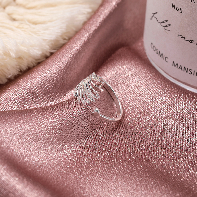 Fashion Zirkon Cinta Hati Sayap Terbuka Cincin Untuk Wanita Hip-hop Berongga Bulu Jari Telunjuk Cincin Permen Perhiasan