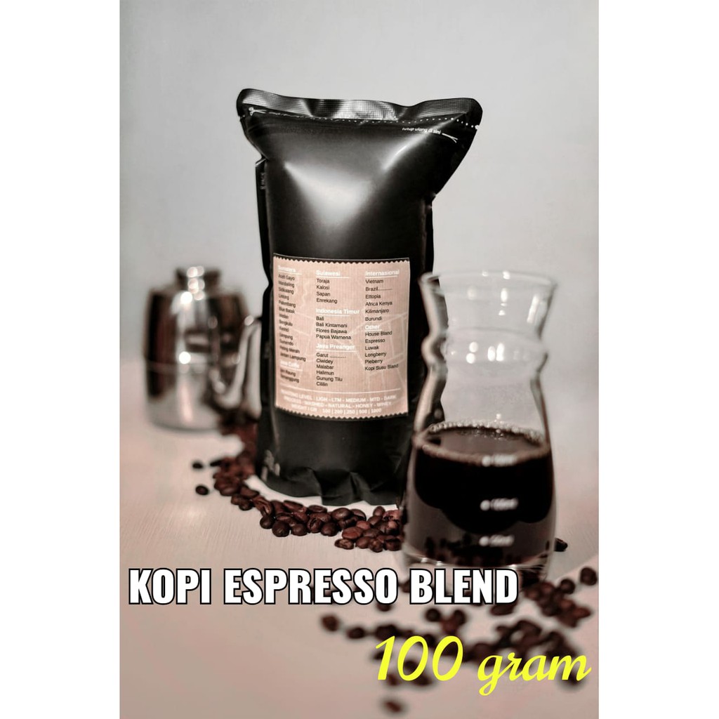 

ESPRESSO BLEND PREMIUM ARABIKA BUBUK/BIJI 100GRAM | PREMIUM COFFEE ESPRESSO