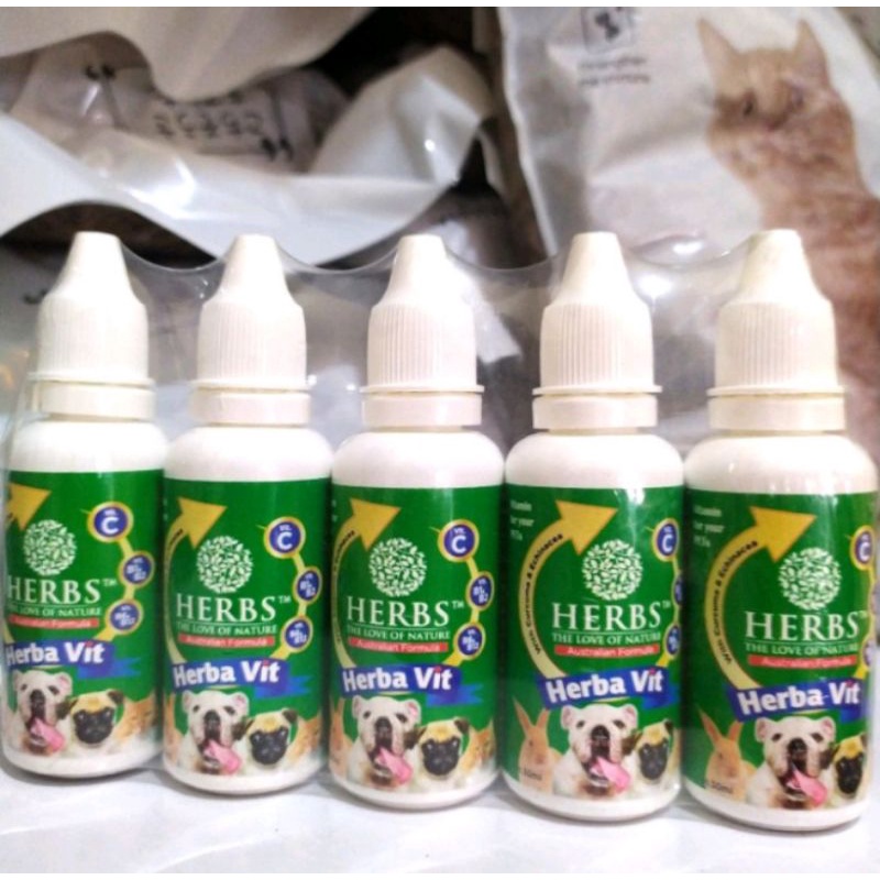 Herbavit Herbs 30ml Paket 10pcs Obat Multivitamin Kucing Anjing