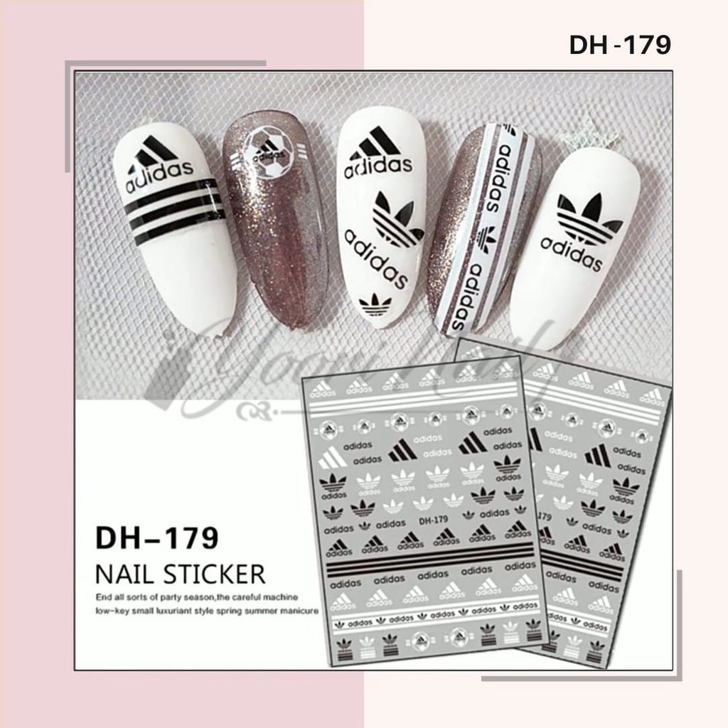 Nail Sticker Logo Brand Stiker LV Gucci Adidas Nike Channel Givenchy Stiker Kuku Brand Ternama