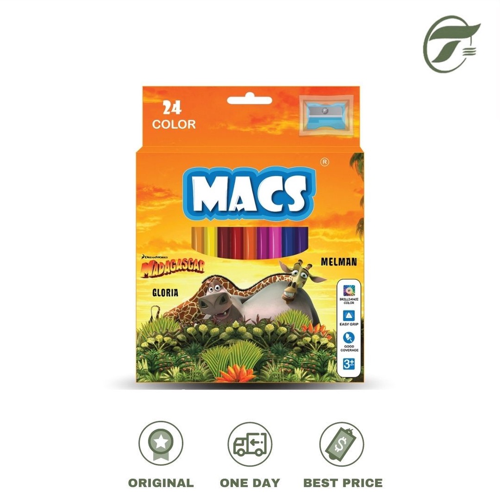 

PENSIL WARNA 24 COLOR MADAGASCAR MACS + SHARPENER