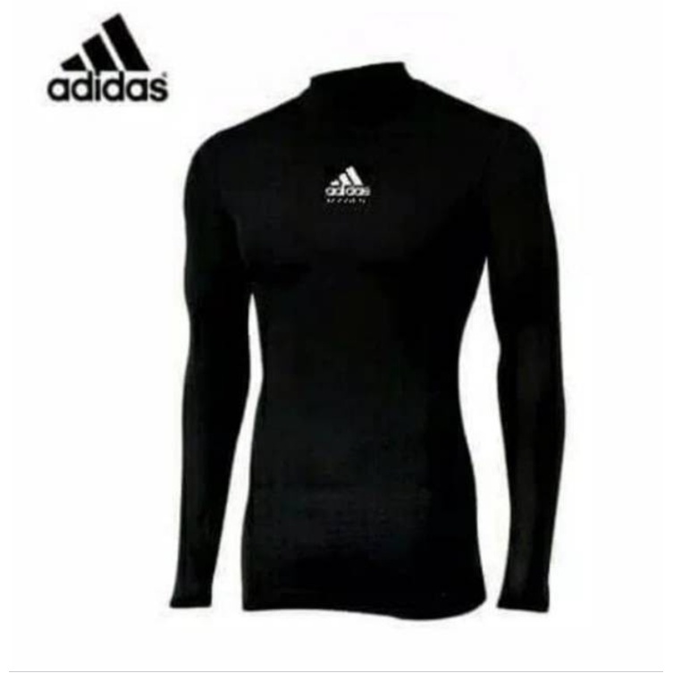 Manset Baselayer Baju Kaos Adidas Olahraga Futsal Sepak Bola Football Lengan Panjang Hitam Pria