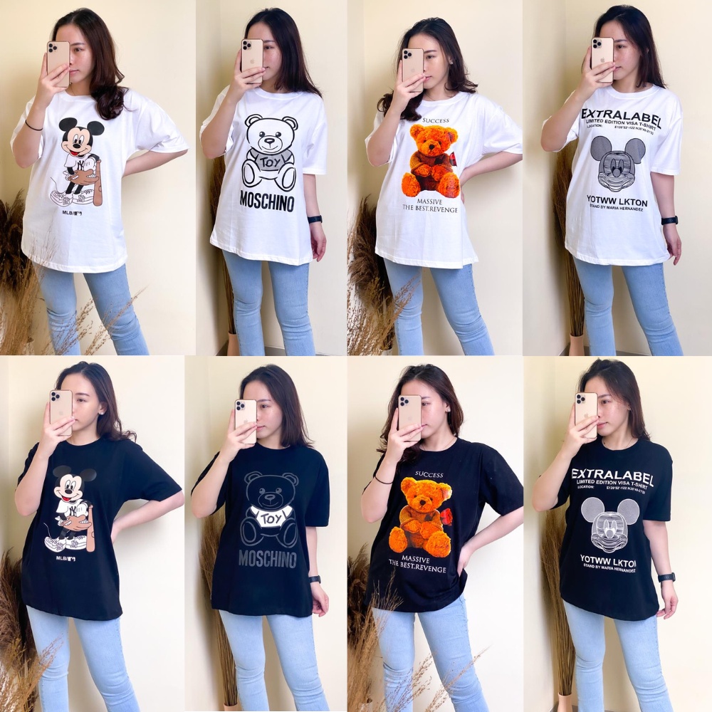 Kaos Oversize Wanita Bahan Cotton Combed 30s Kaos Wanita Lengan Pendek